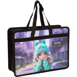 Папка А4 (335*260*100) с ручками, молния, пластик" Paris Girl"