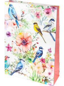 Пакет подар. бумажн. 32*44*10 см, 190гр/м2  Колибри в цветах
