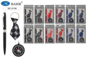 Набор подарочный "Мужской" ручка с пов.мех.+брелок-галстук+компас