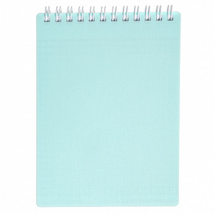Блокнот А6 пласт.обл.  80л "Canvas. Бирюза" гребень корот. стор., кл.