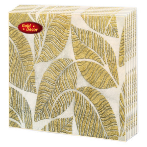 Салфетка  Gold decor "Золотые листья" 33*33см, 20 шт., 3-х слойная