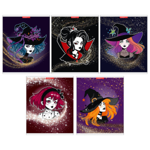 Тетрадь А5 48л кл. Полиграф Принт "Ведьмочки" глиттер, белизна 100%