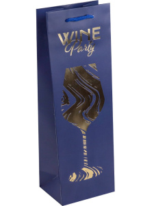 Пакет подар. бумажн. 12*36*8 см,(под бутылку) 210 гр/м "Расписной  золотой бокал"