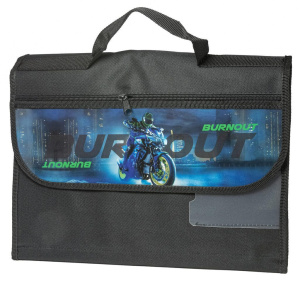 Папка д/труда А4 (325*240*40) 1отд. с ручками, ткань, липучка "Ночной байкер"