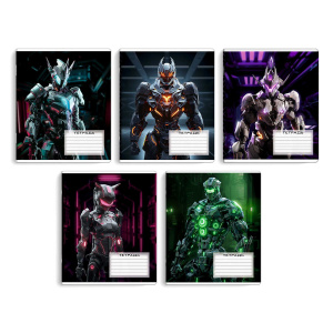 Тетрадь А5 12л кл. Феникс+ "Роботы" выб.УФ-лак, белизна 100%