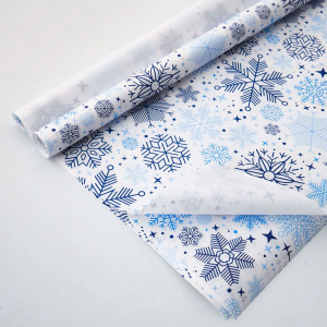 Бумага упаковочная крафт 70*100см "Снежинки"