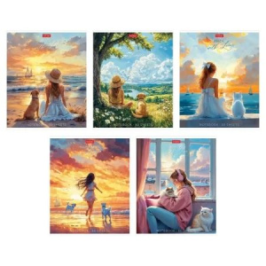 Тетрадь А5  60л ЛИН. Hatber "В хорошей компании" софт-тач, 5 диз.в блоке