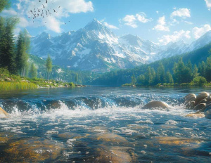 Календарь Трио металл+объем  295*720мм на 2026г. Горная река