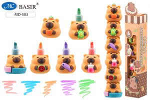 Набор текстовыделителей Basir "Капибара" 6 цв., секционные