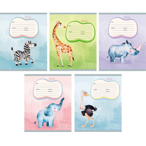 Тетрадь А5 24л лин.      "Акварельные животные", выб.лак.