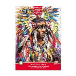 Альбом для акварели А4 20 л "Индеец", пл. 180 г/м, склейка