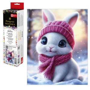 Мозаика алмазная по номерам на холсте 20*25см "Зайчонок в шарфике"