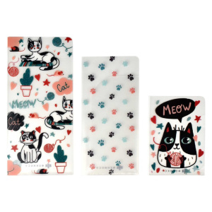 Папка для документов набор 3 шт. (81*175мм, 70*150мм, 70*100мм) Кошки, УФ-печать