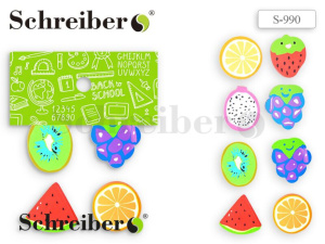 Ластик SCHREIBER "Фрукты" набор 4шт. (Китай, SCHREIBER) /36/36/