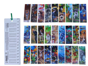 Закладка пластиковая 3D "Ассорти" с линейкой и табл. умножения