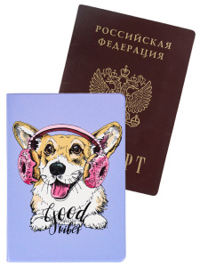 Обложка для паспорта "Корги" ПВХ slim