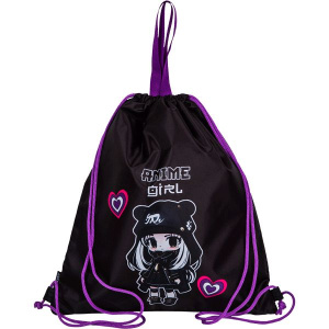 Мешок для обуви 1 отд, 380*430 Anime Girl", верев.завязки, текст.ручки