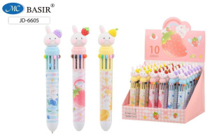 Ручка шар. многоцв.10-х цветная, "Зайчик"