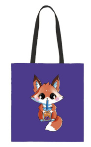 Сумка-шоппер 35*42 см Арт и Дизайн "Лис и коктейль" фиолетовая