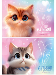 Альбом А4 40л гребень "Коты с большими глазами"