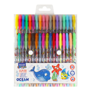 Набор гелевых ручек MAZARI 36 цв. OCEAN с блёстками аромат.чернила, цв.корпус, 0,9мм