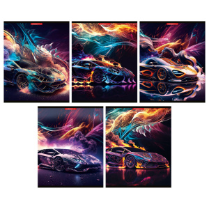 Тетрадь А5 48л кл. Полиграф Принт "Авто неон" метал.пленка, твин УФ-лак, белизна 100%