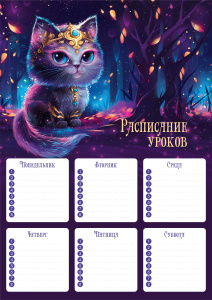 Расписание уроков А4 "Волшебный кот" выб. УФ-лак, 235гр/м2
