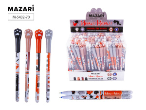 Ручка гелевая стираемая MAZARI "Meow" синяя, 0,5мм