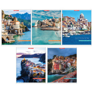 Тетрадь А5  96л ЛИН. Полиграф Принт "Городок на берегу" ВД-лак, белизна 100%