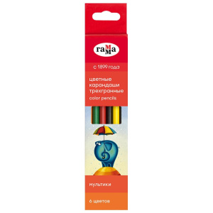 Карандаши цвет.  6цв  Гамма "Мультики", трехгранные