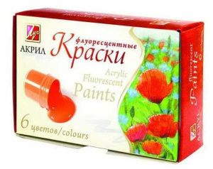 Краски акрил  6 цв, флуо 100гр