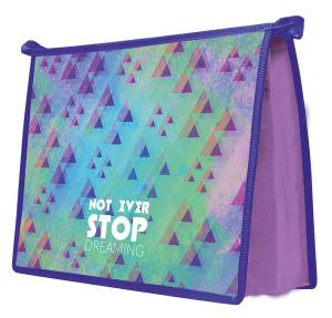 Папка д/тетрад. А5 (230*190*50) 1отд. молния сверху, метализир.картон "Треугольники"