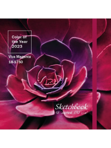 Скетчбук 165*165мм  48л., сшивка, 160гр/м2 "Viva Magenta" лен, резинка