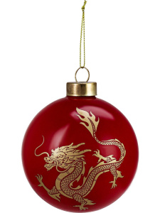Ёлочный шар  8 см "Огненный дракон" Символ года, стекло