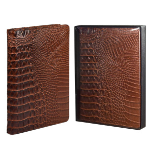 Ежедневник недат. А5+ 160л., кож.зам., тв.пер. "Аллигатор коричневый" тисн. ляссе