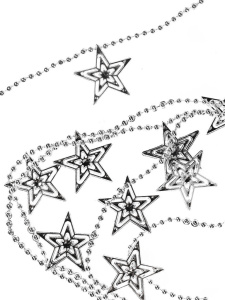 Бусы декоративные  пластик, "Яркие звезды" в индивид. упаковке, серебро