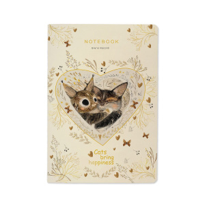 Записная книжка А5  40л. картон, сшивка "Котики приносят счастье" кл.