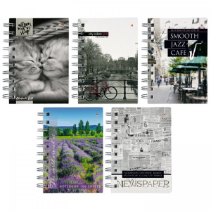 Блокнот А6 160л гребень "Ассорти" клетка