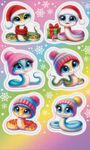 Наклейки новогодние "Символ года. Змея в шапке" 16*10см