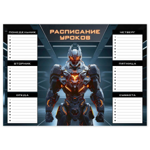 Расписание уроков А4 "Огненный робот" выб. УФ-лак, 235гр/м2