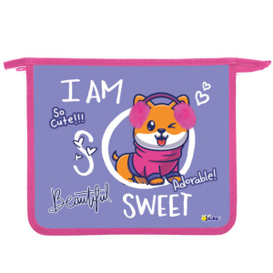 Папка д/тетрад. А5 (240*205*45) 1отд. молния сверху, пластик "Сиба-ину" диз.с двух сторон