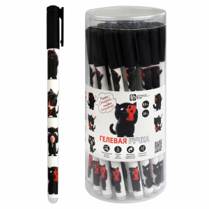 Ручка гелевая стираемая Феникс+ "Черный кот" синяя, 0,5мм