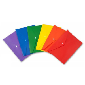 Конверт на кнопке А5 0,18мм однотонный ассорти