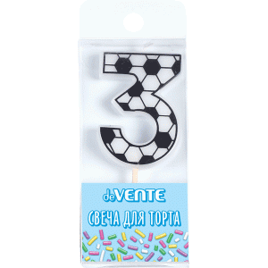 Свеча-цифра "3" Футболист, 5см