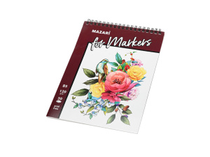 Скетчбук В5  30л., гребень, 120гр/м2 "Цветы" тв.подложка, ДЛЯ МАРКЕРОВ