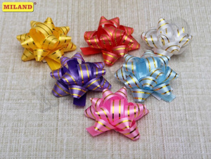 Бант подарочный,  5см, клеевое основание,  ассорти с полоской,  1 шт