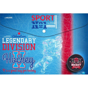 Конверт на кнопке  с рисунком А4 Hockey, 0,15мм