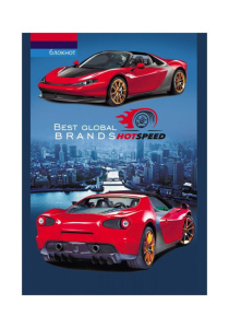 Блокнот А6  16л "Красно-серые авто" скрепка