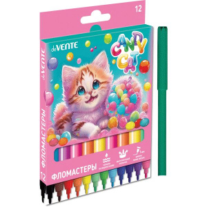 Фломастеры  12цв "deVENTE. Candy Cat", вент.колпачок картон