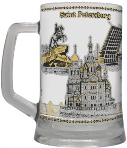Кружка сувенирная 500 мл  "Санкт-Петербург. Коллаж" стекло
